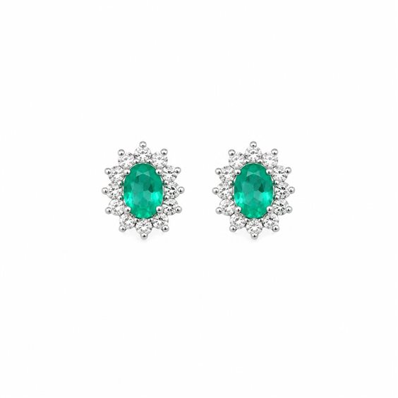 Orecchini Donna Oro Donna in Oro bianco Smeraldi+Diamanti 0.70 Ct LOE12916.008 - LOE12916.008